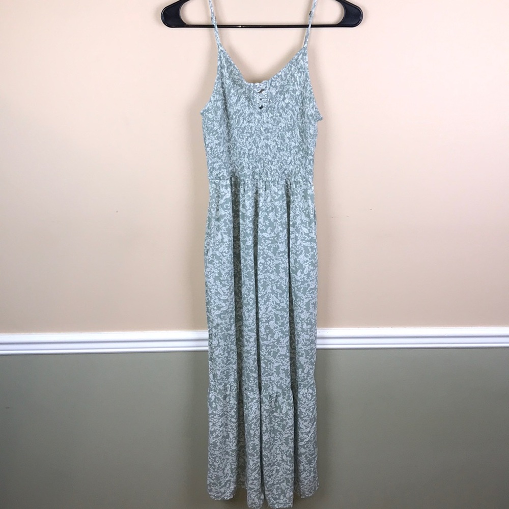 Sincerely Jules Women’s Boho Floral Paisley Print Green White Flare Leg Jumpsuit